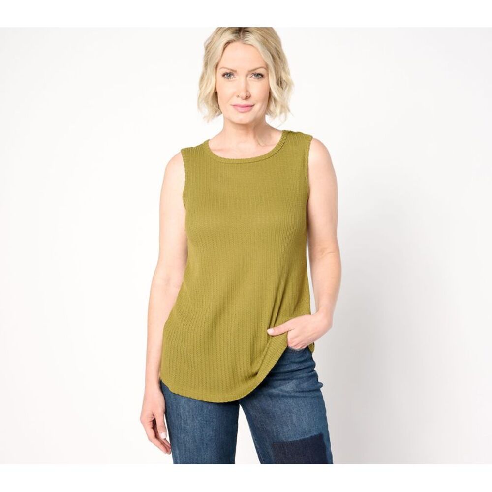 LEGO Women's Top Plus Sz 1X Crewneck Shirtail Tank Green A658923
